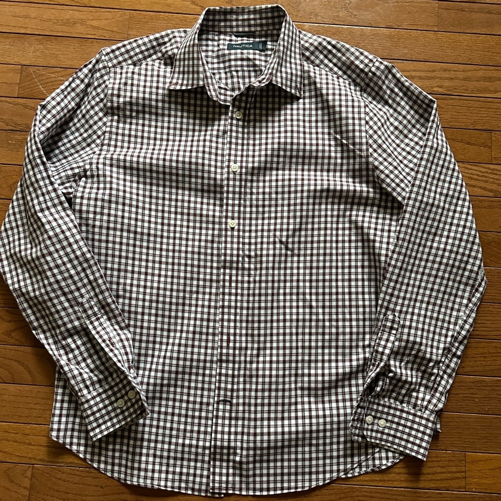 Nautica Burgundy Checkered Button Down
